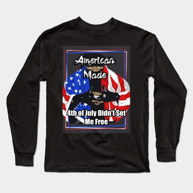 American Made July Fourth Red White Blue Long Sleeve T-Shirt by Black Ice Design